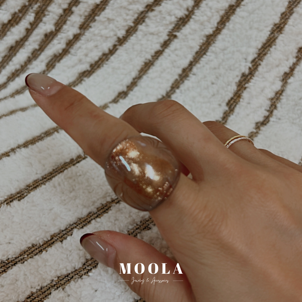 法國！咖啡色細閃戒指3