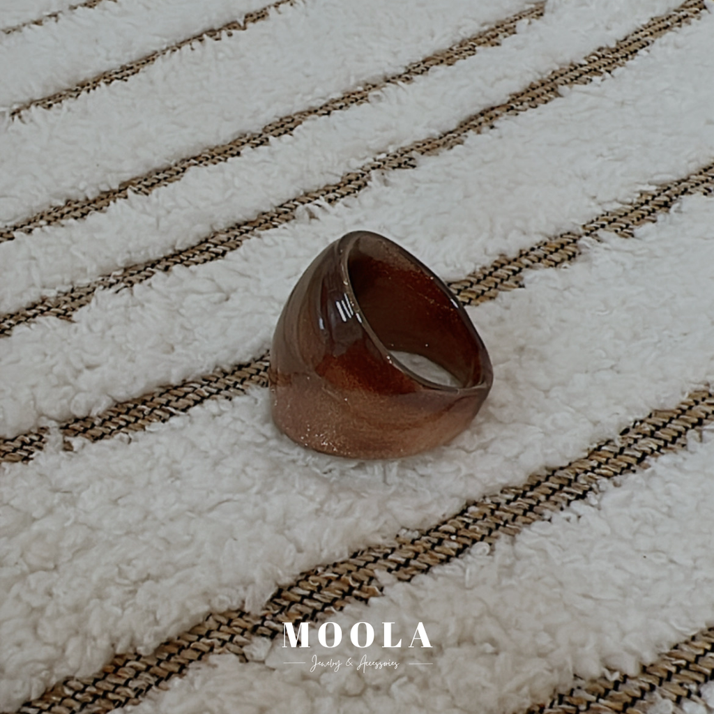 法國！咖啡色細閃戒指2