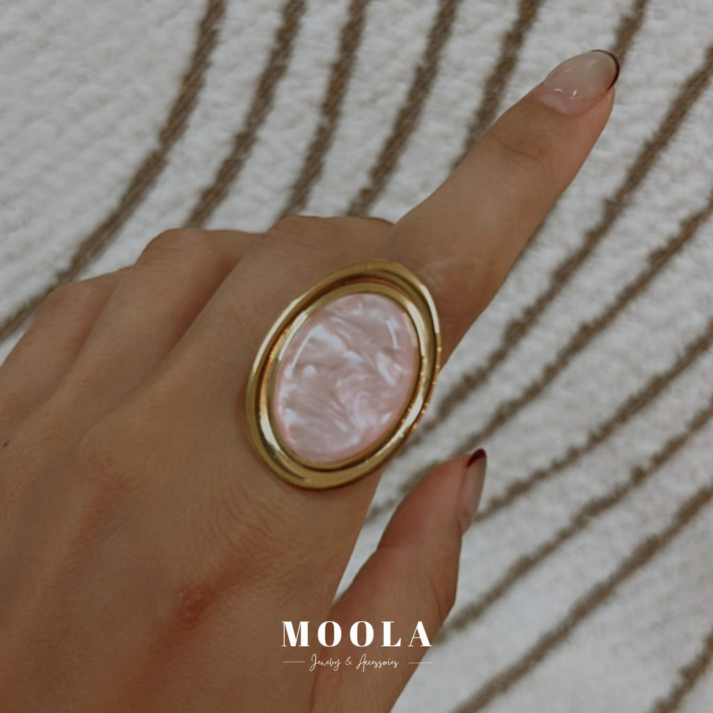 法國！粉色樹脂戒指3