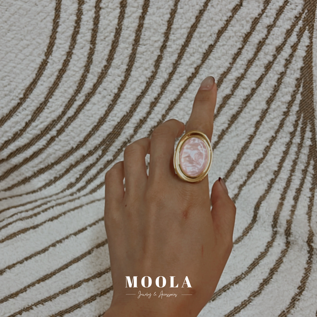 法國！粉色樹脂戒指4