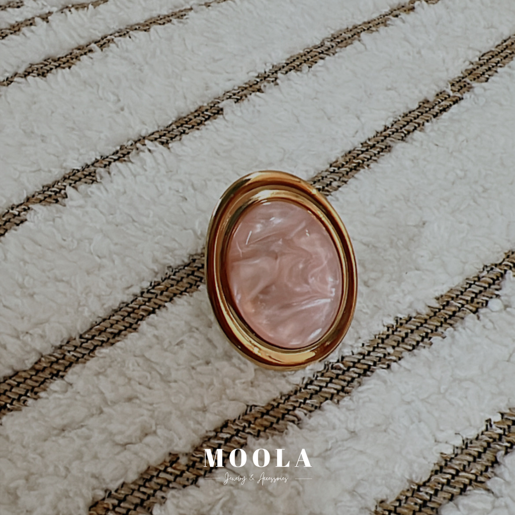 法國！粉色樹脂戒指1