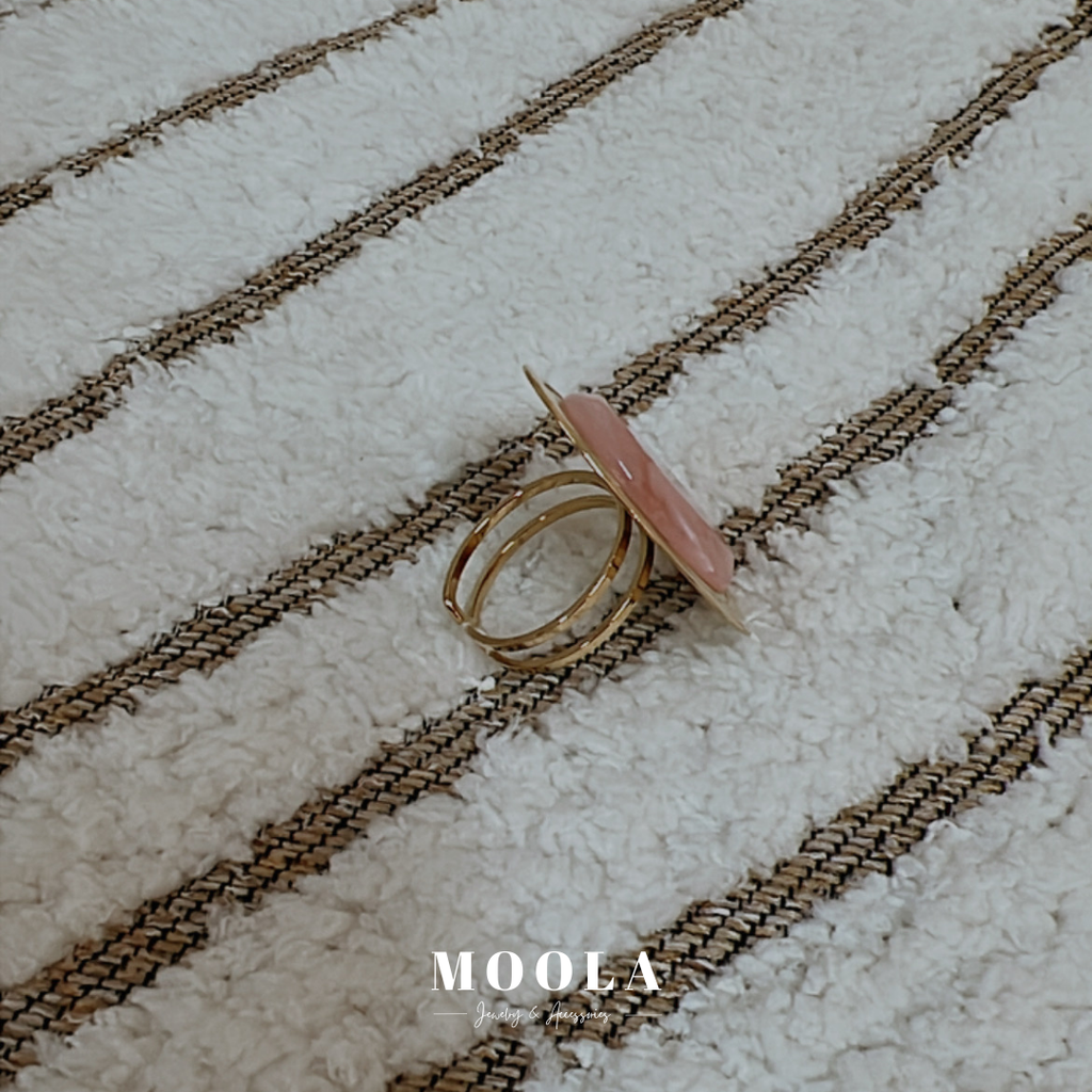 法國！粉色樹脂戒指2