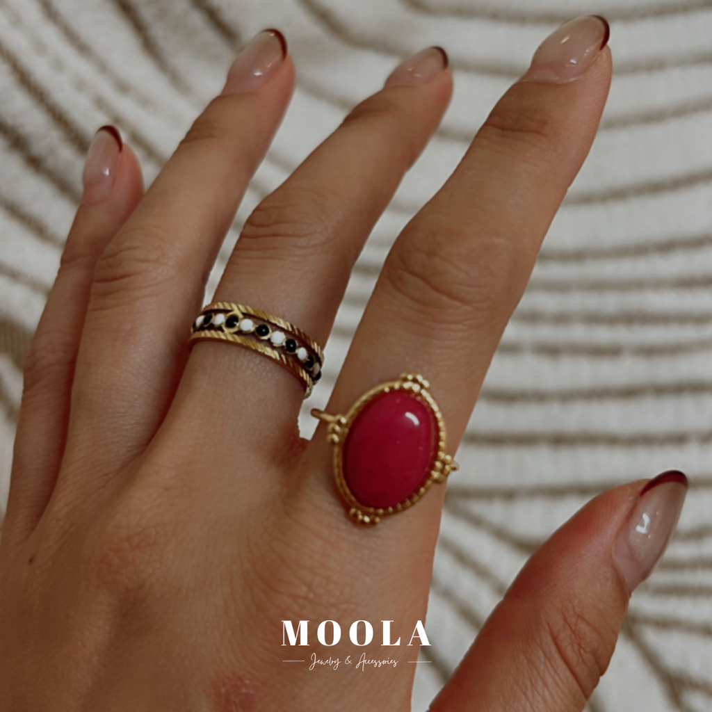 法國！黑白桃戒指組合3