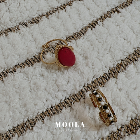 法國！黑白桃戒指組合2