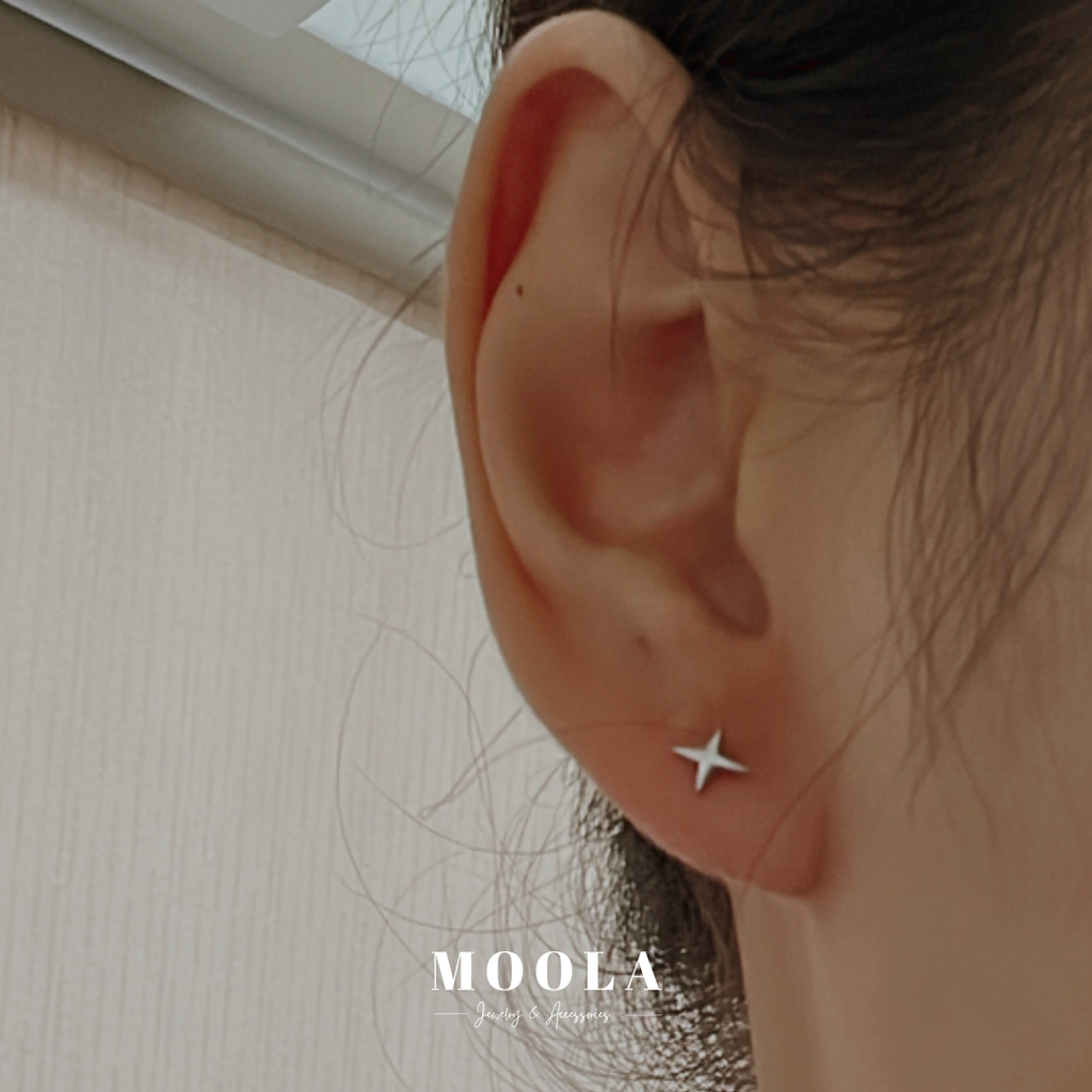 s925迷你四芒星耳環3