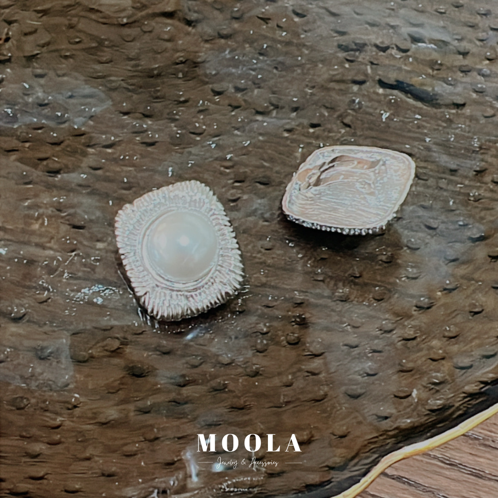 法國！方型珍珠耳夾2