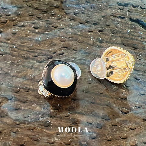 法國！菱型珍珠耳夾2