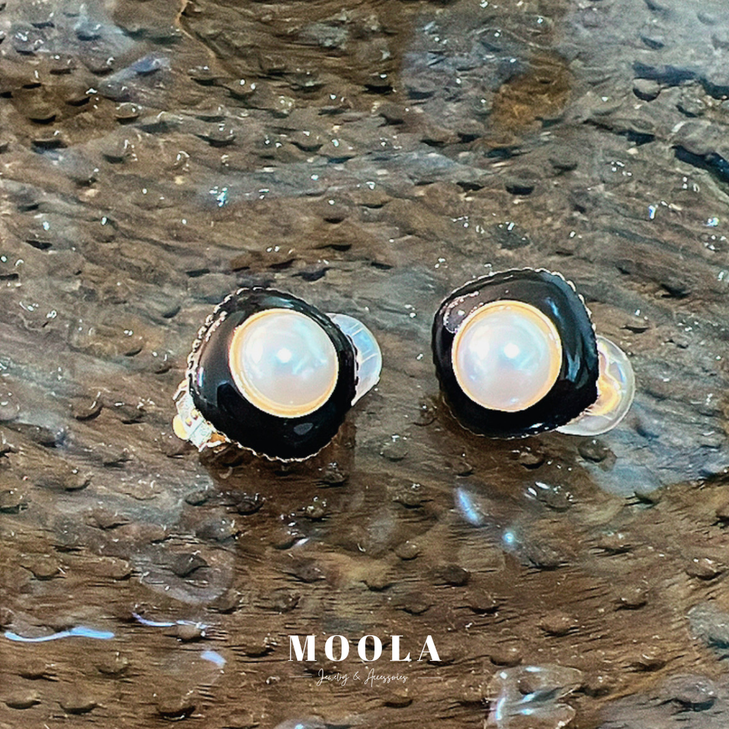 法國！菱型珍珠耳夾1