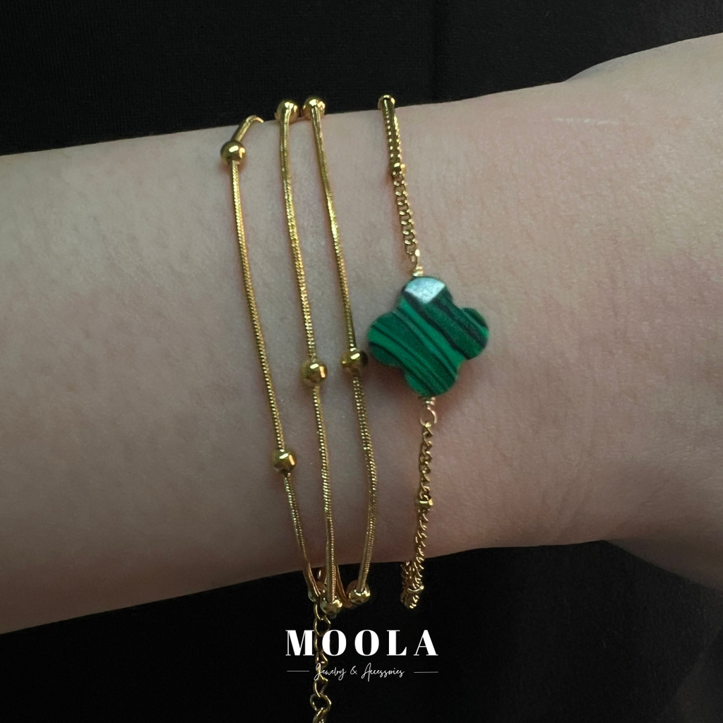 三珠串幸運草手鍊