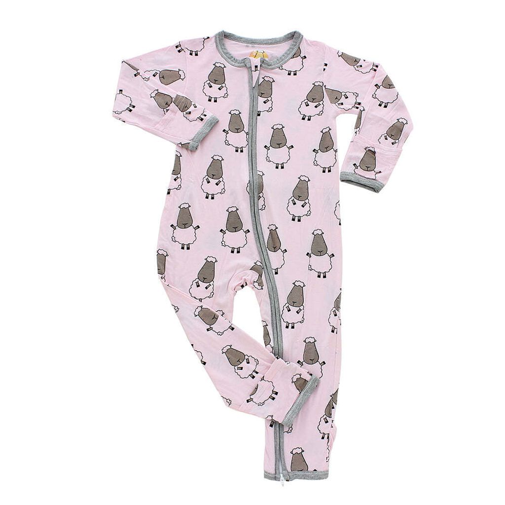 Baby-zipper-romper-with-grey-border-big-sheep-pink