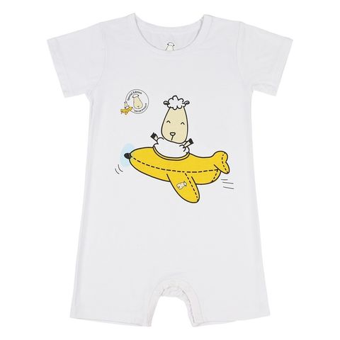 白黃色飛機短袖褲襠包屁衣