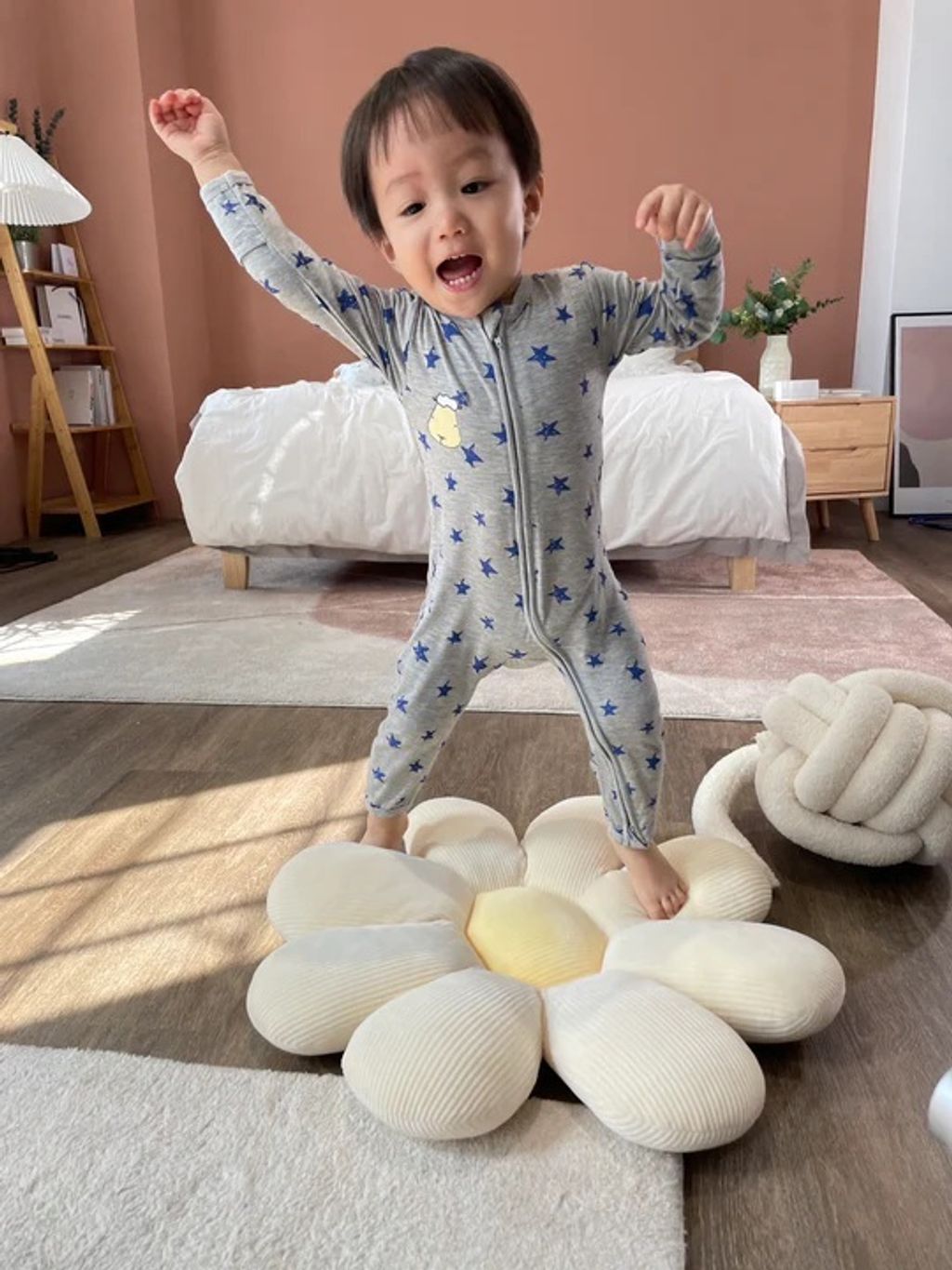 灰底藍星拉鍊衣