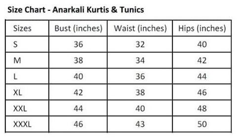 Size Anarkali