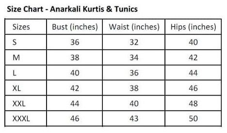 Size Anarkali