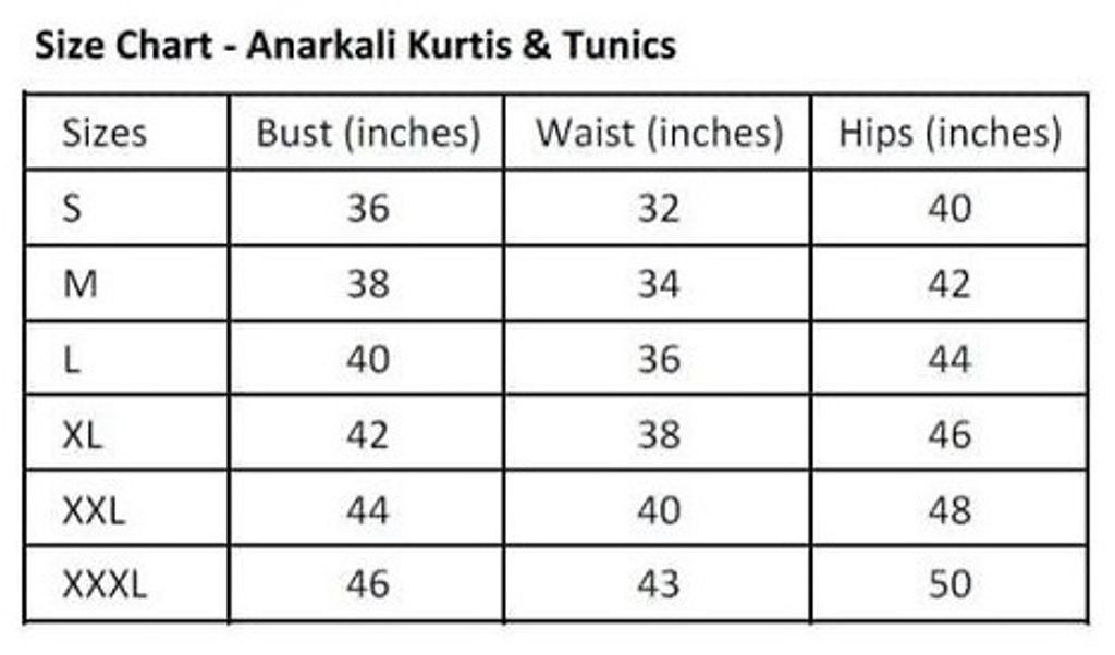 Size Anarkali