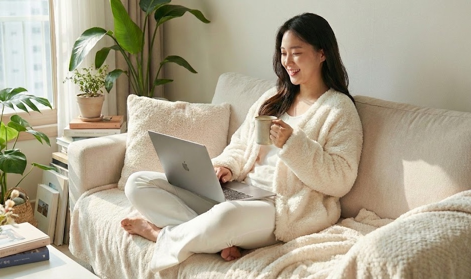 居家辦公:BBAM 喇叭褲 + Oversized 親膚罩衫