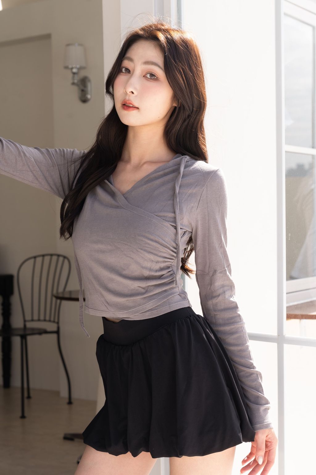 暖意棉柔連帽外搭上衣_岩霧灰_02