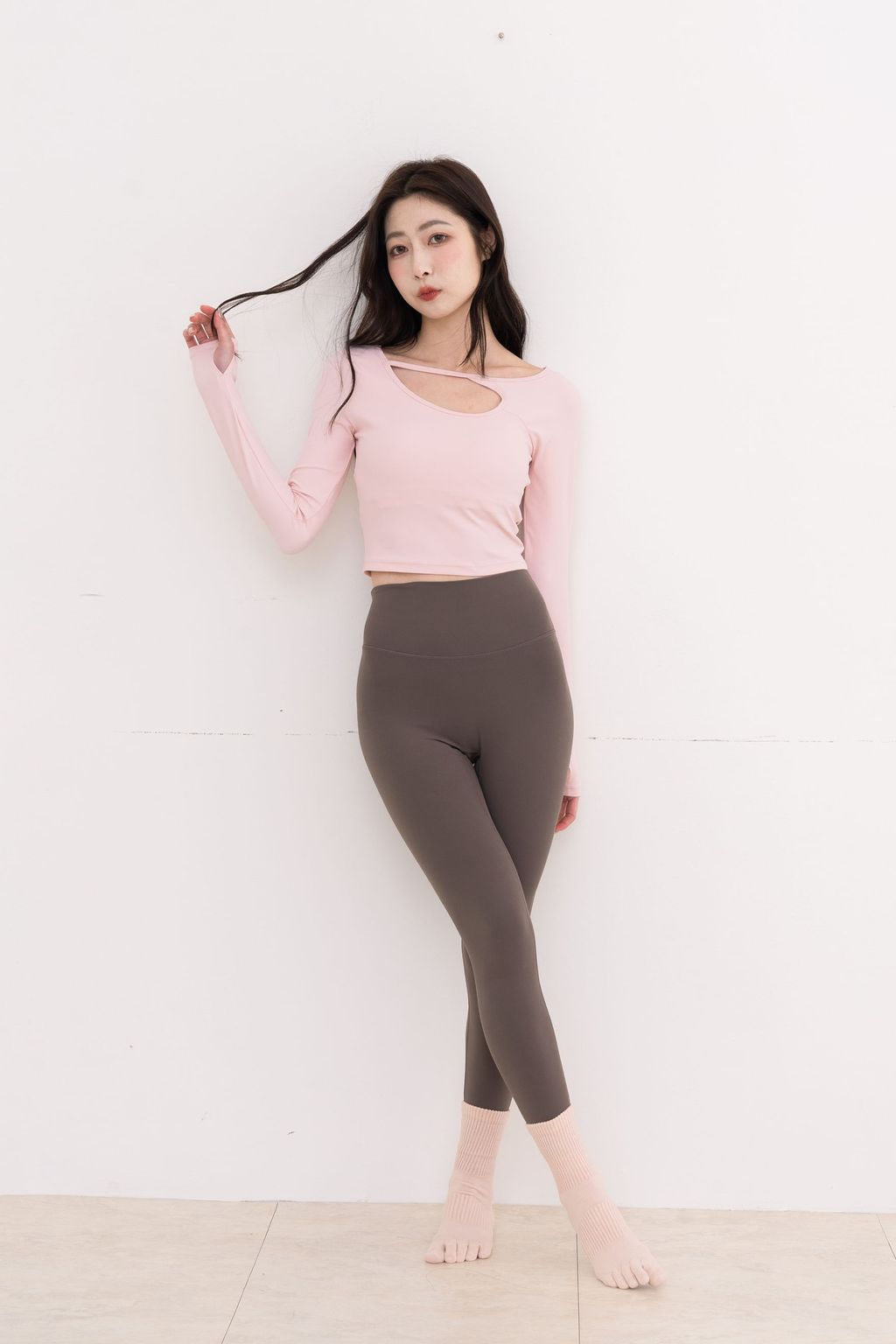 秋冬棉柔抗菌運動分趾襪_霧粉