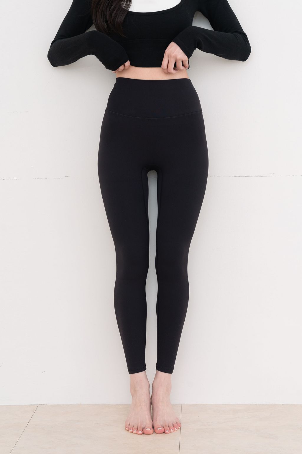 玻尿酸高腰萊卡抗菌瑜珈褲_黑