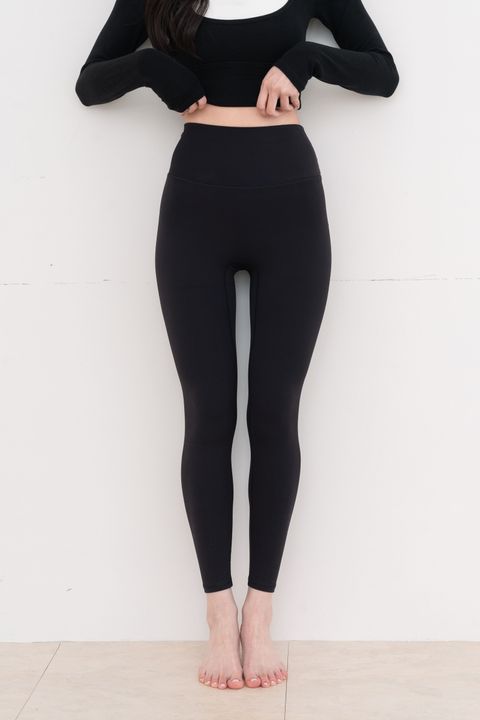 玻尿酸高腰萊卡抗菌瑜珈褲_黑