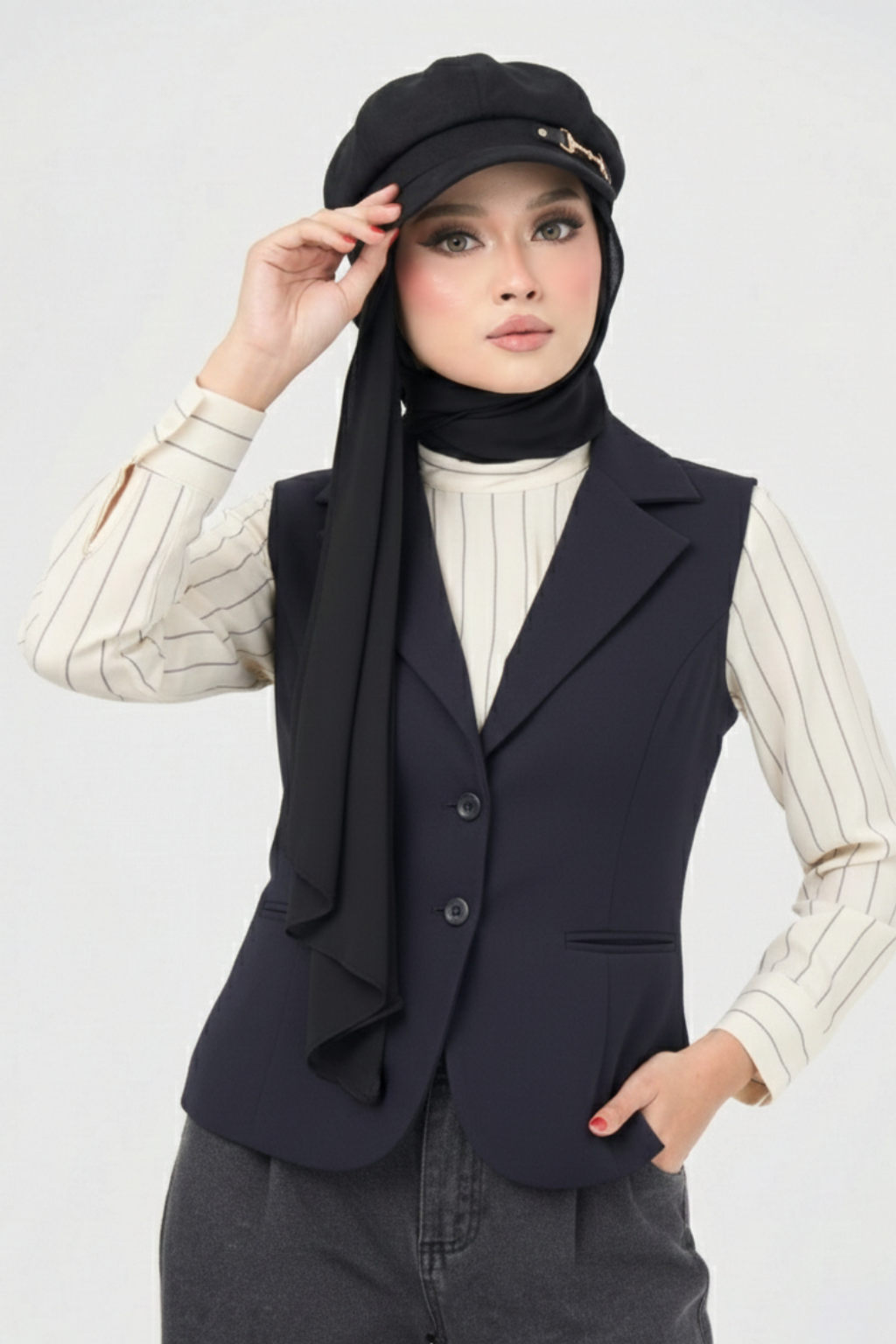 Calea Hijab Hat - Coal Black 2