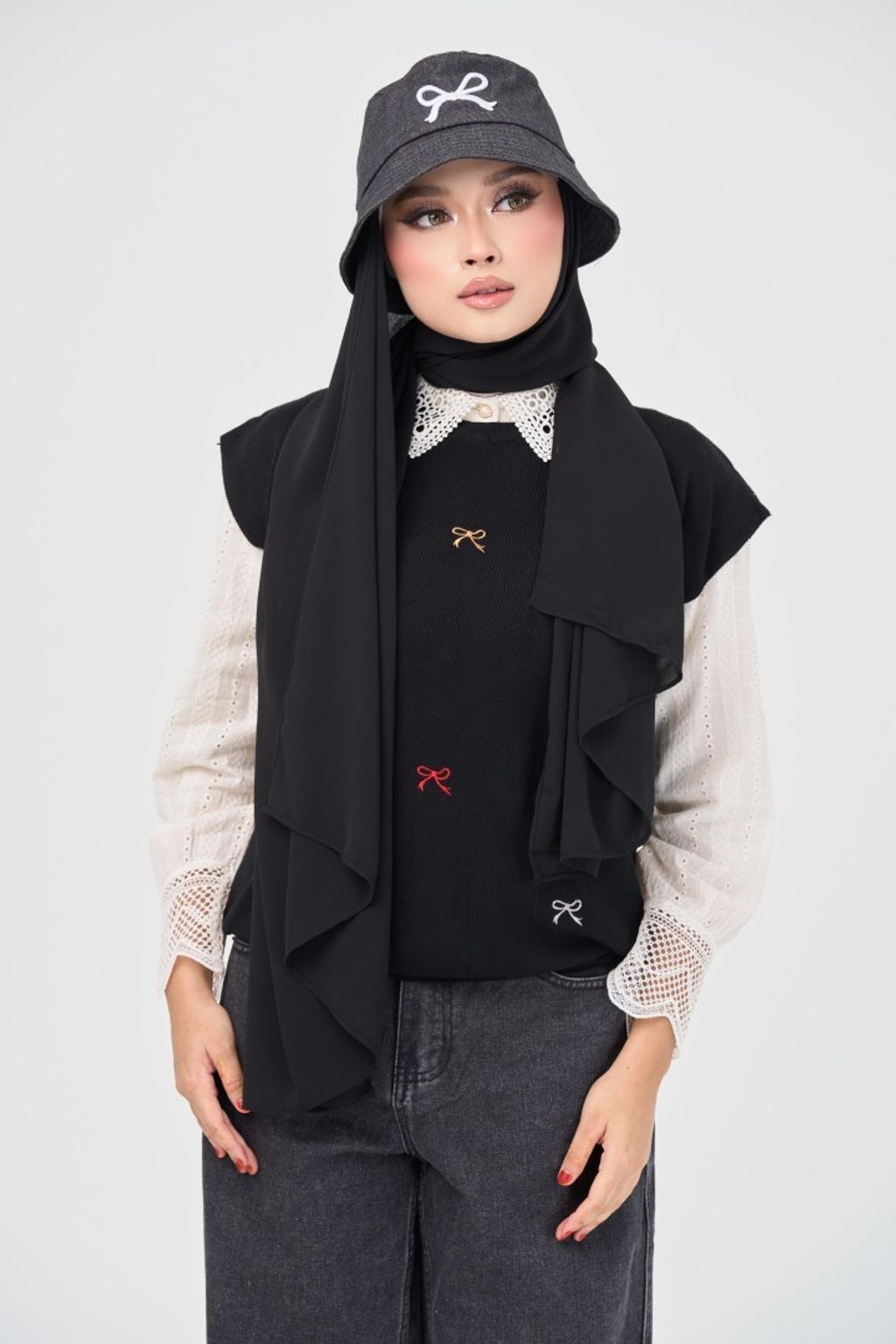 4.2 Denimea Hijab Hat - Noir