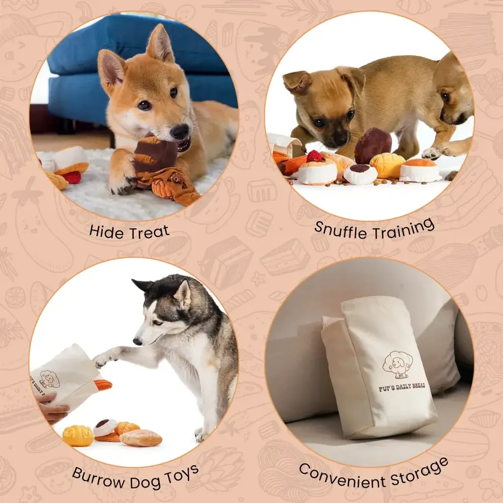 Nocciola 10 Pack Bread Dog Toys with a Bread Bag 6