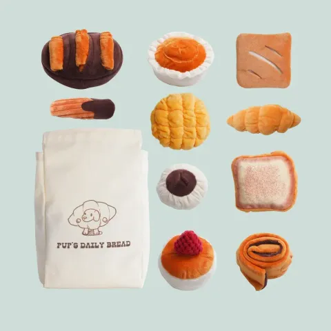Nocciola 10 Pack Bread Dog Toys with a Bread Bag 1
