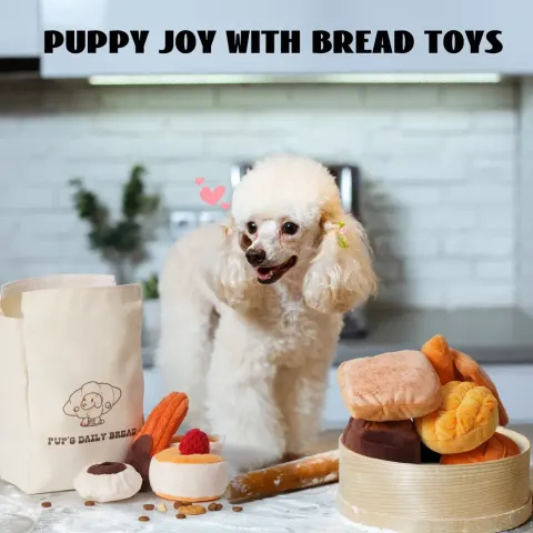 Nocciola 10 Pack Bread Dog Toys with a Bread Bag 2