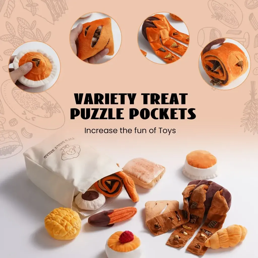 Nocciola 10 Pack Bread Dog Toys with a Bread Bag 4