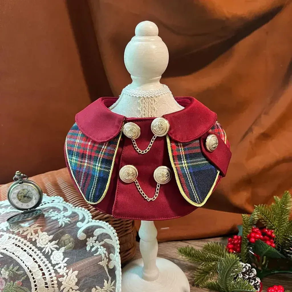 Classic Blue Red Plaid Coat Scarf