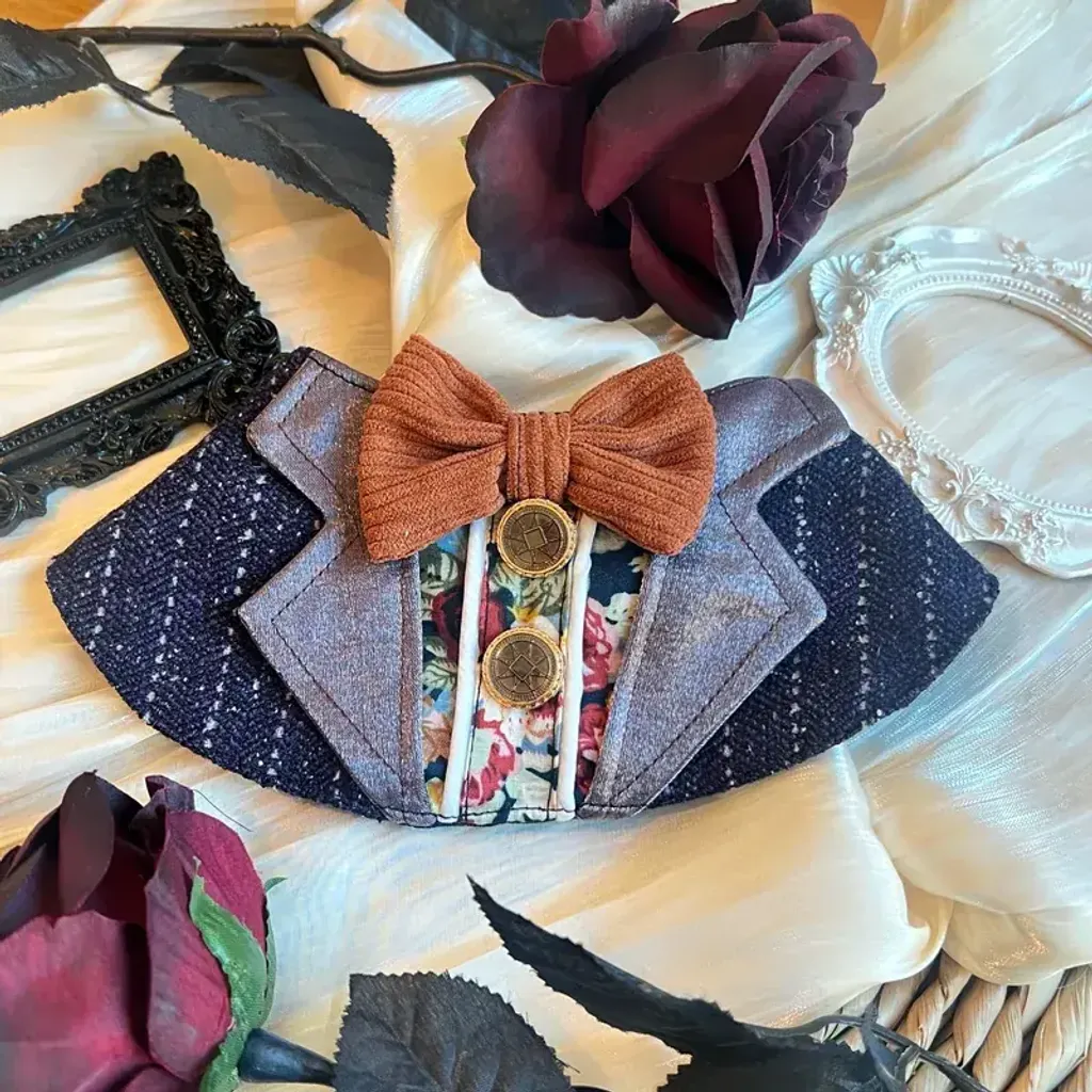 復古花暗紫西裝 (銀紫領)