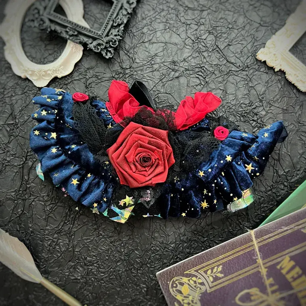 星空玫瑰伯爵夫人圍巾(深藍色)