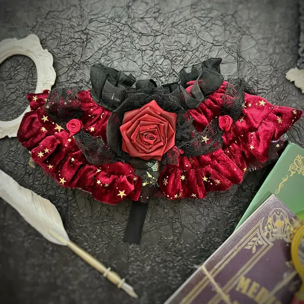 星空玫瑰伯爵夫人圍巾(酒紅色)