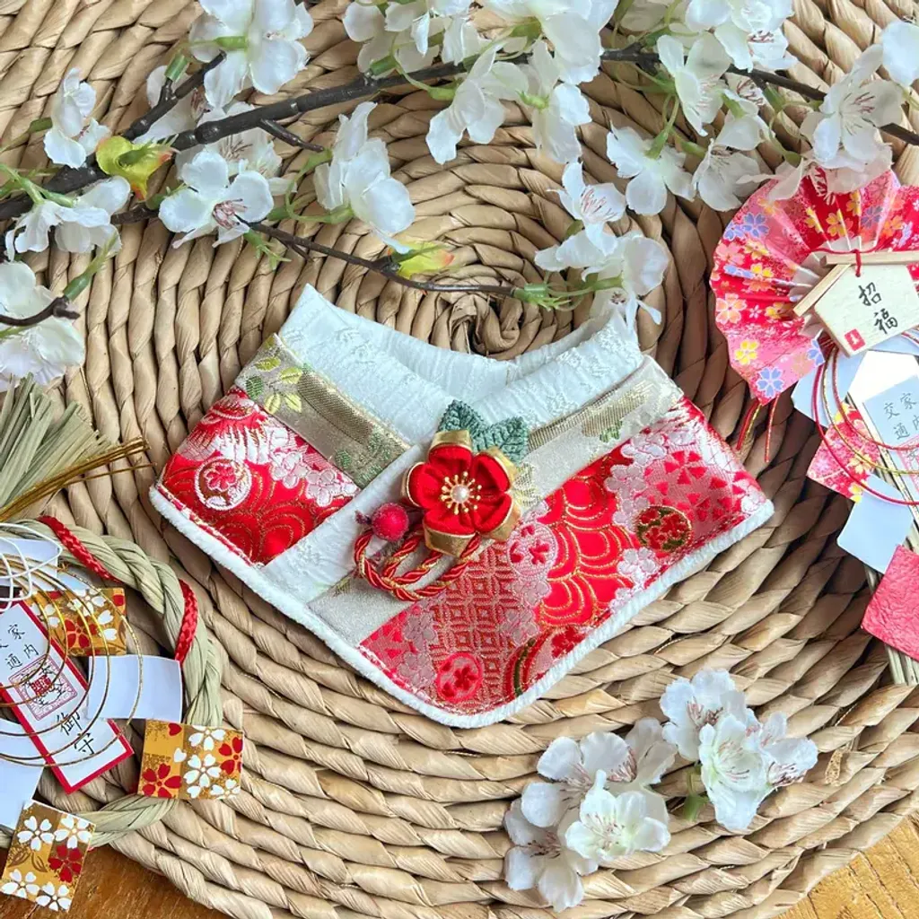 紅花和服領巾(紅色)