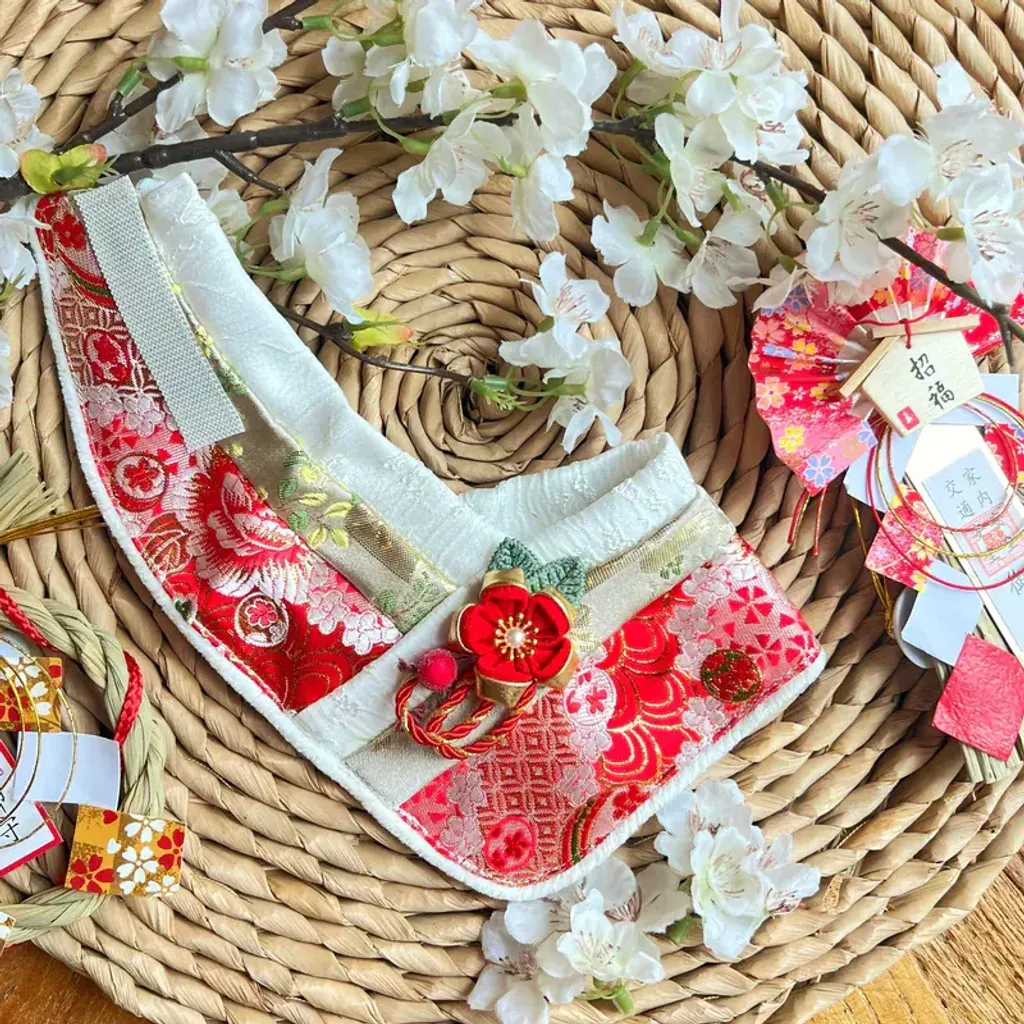 紅花和服領巾(紅色) 3