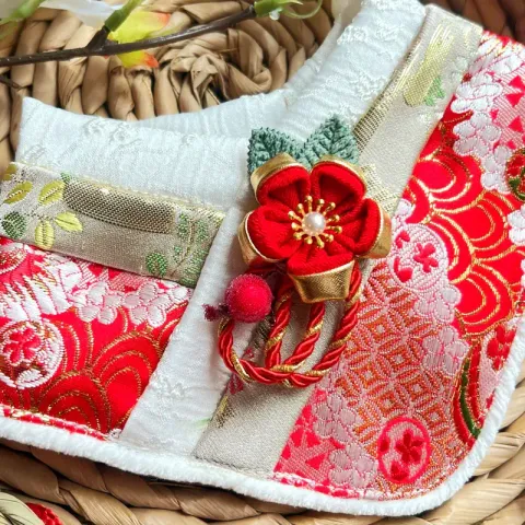 紅花和服領巾(紅色) 2