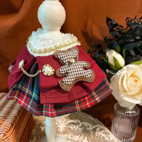 古典英倫格女裝圍巾(藍紅格)  2