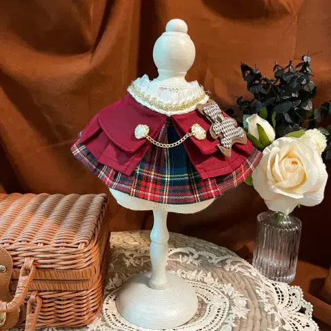 古典英倫格女裝圍巾(藍紅格)