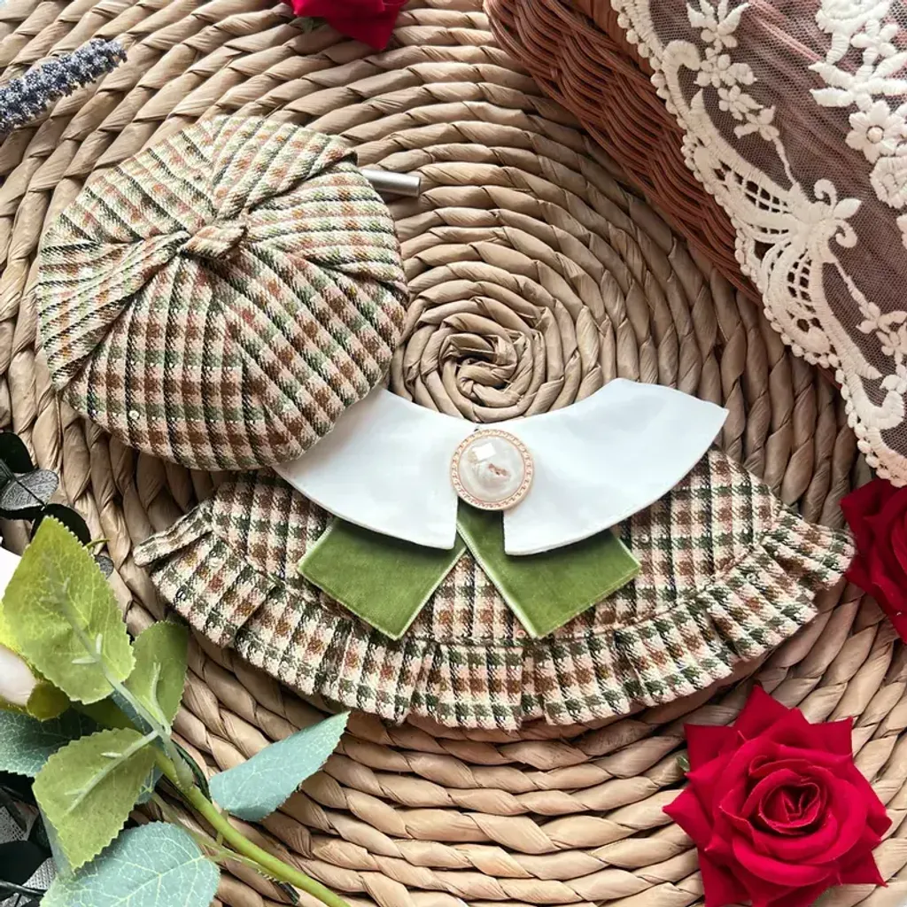 復古英倫女裝圍巾(綠色) 不包括畫家帽