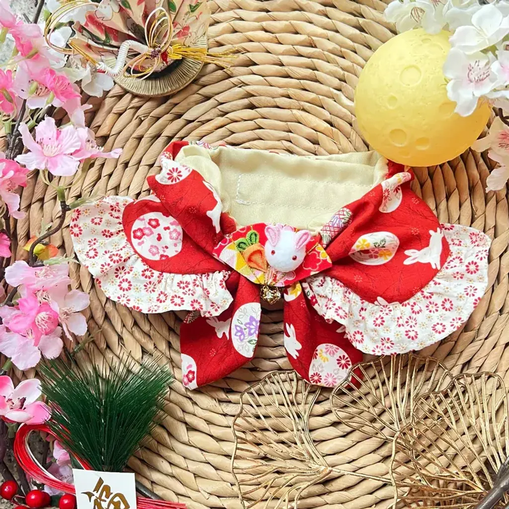 和風兔兔圍巾（紅色）