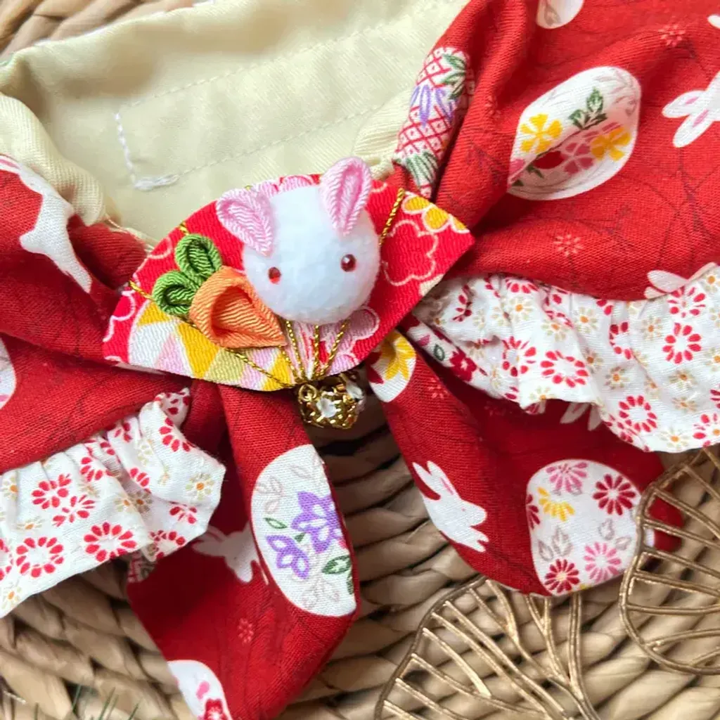 和風兔兔圍巾（紅色） 3