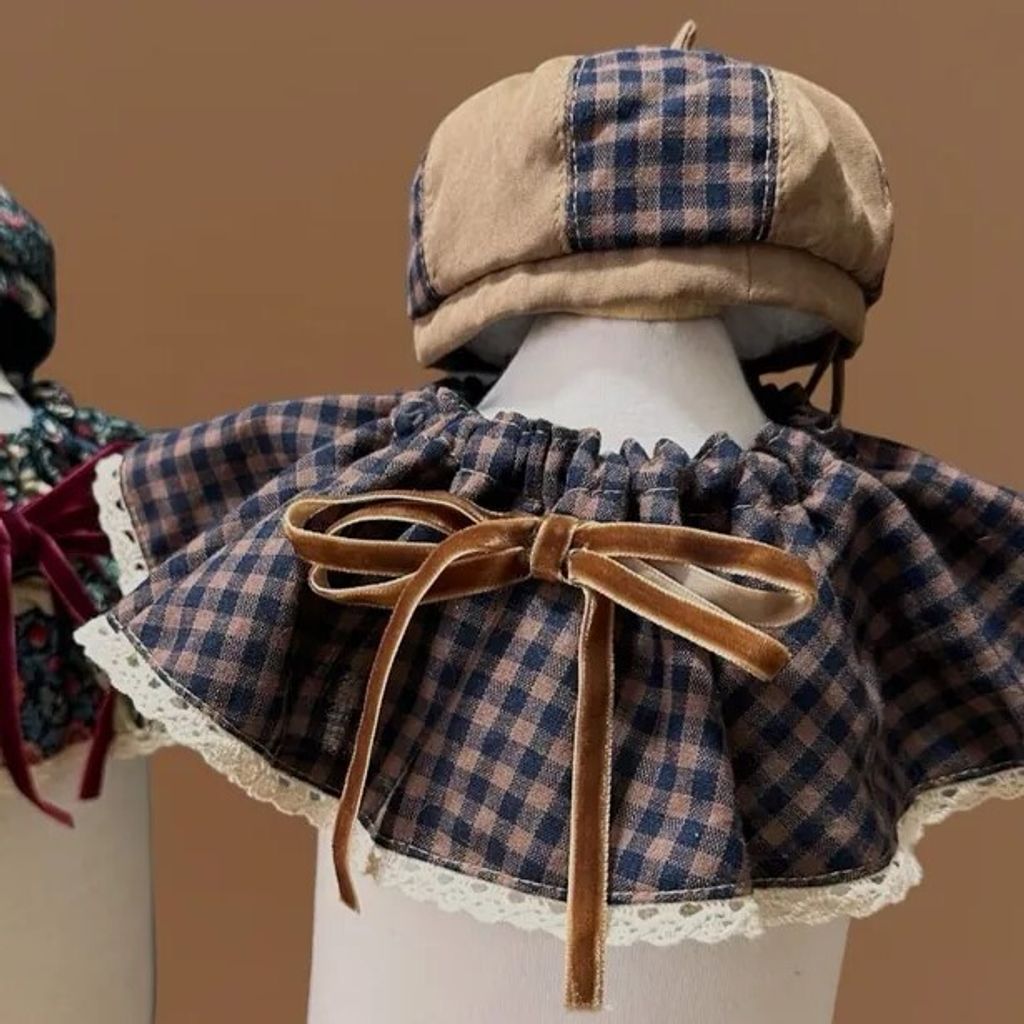復古格仔圓枱圍巾