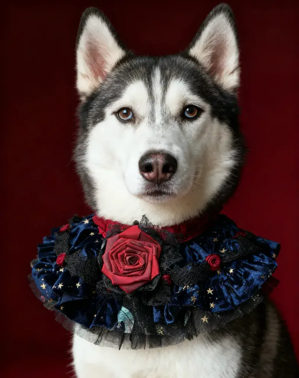 Royal Countess of Rose Scarf (With dark blue starry fabric) 4