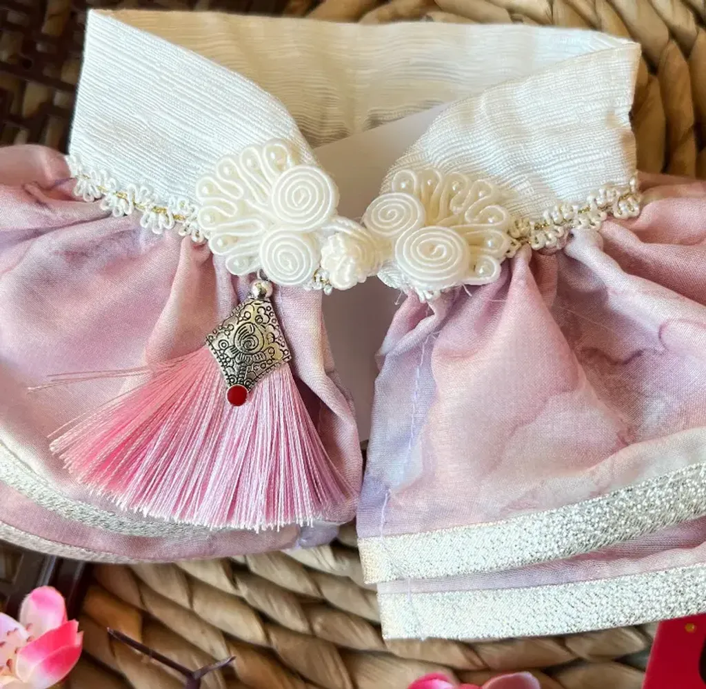 水墨中式披紗（粉配淺金邊）2