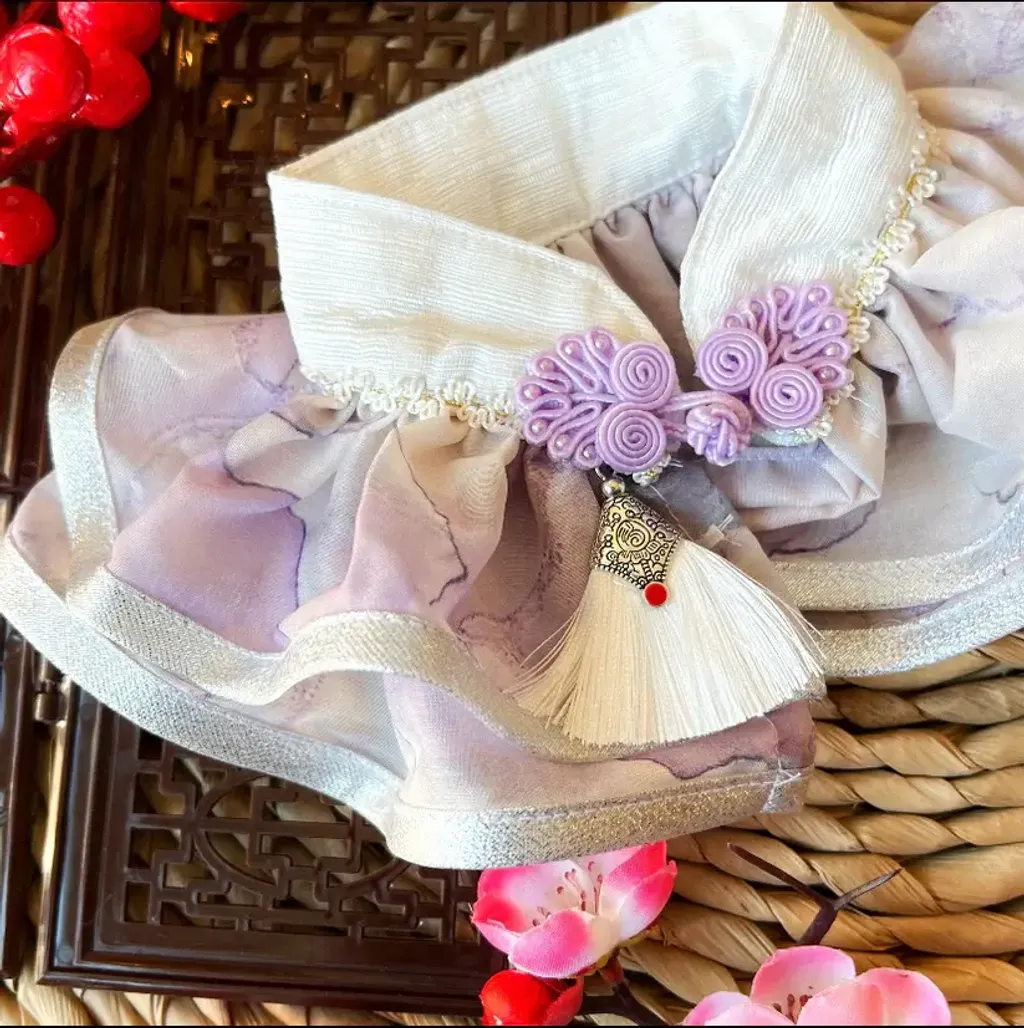 水墨中式披紗（紫色配白銀邊）2