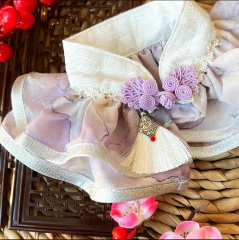 水墨中式披紗（紫色配白銀邊）2