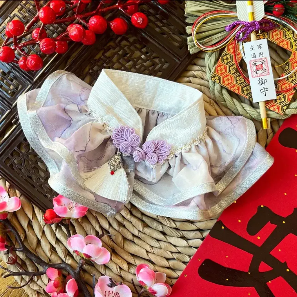 水墨中式披紗（紫色配白銀邊）1