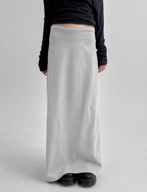 寬腰帶設計不捲邊長裙1