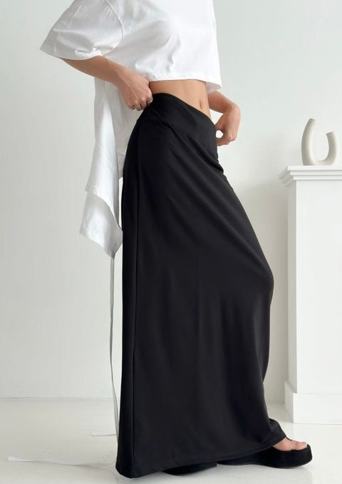 寬腰帶設計不捲邊長裙2